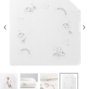 Pottery Barn Picture Perfect Elephant Embroidered Muslin Baby Blanket